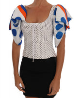 Dolce & Gabbana Weißes Polka-Seiden-Korsett-Bustier-Top
