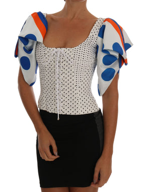 Dolce & Gabbana Weißes Polka-Seiden-Korsett-Bustier-Top
