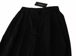 Dolce & Gabbana Schwarze Hose aus Wolle mit hoher Taille und Falten vorne