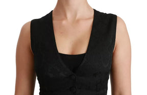 Dolce & Gabbana Schwarze Spitzenweste Slim Vest Silk Top