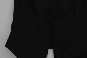 Dolce & Gabbana Schwarze Spitzenweste Slim Vest Silk Top