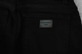 Dolce & Gabbana Schwarze Mid Waist Slim Denim Cotton Stretch Jeans