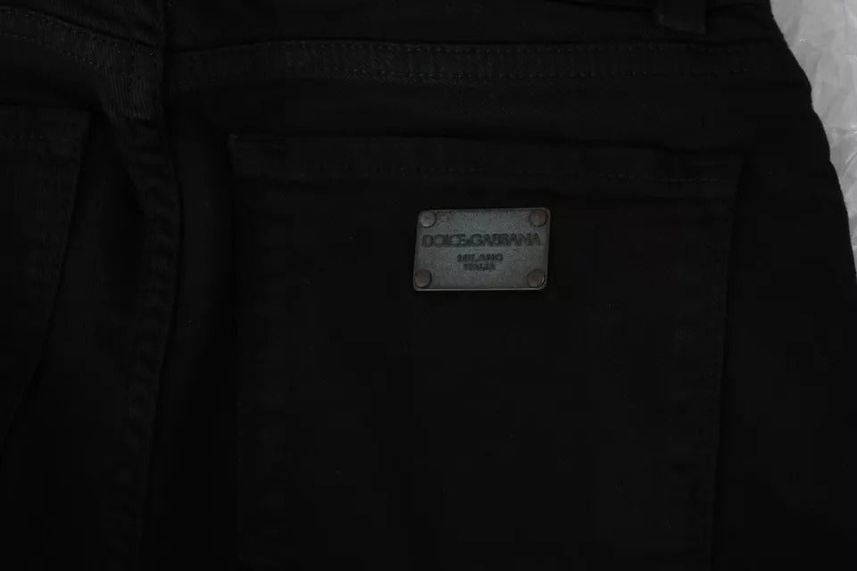 Dolce & Gabbana Schwarze Mid Waist Slim Denim Cotton Stretch Jeans
