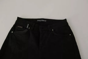 Dolce & Gabbana Schwarze Mid Waist Slim Denim Cotton Stretch Jeans