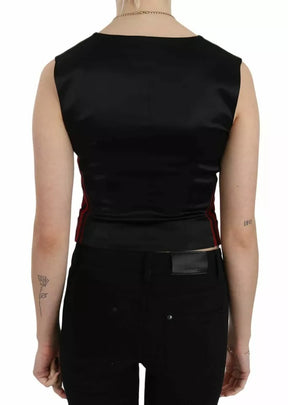 Dolce & Gabbana Rot Schwarz Gestreift Weste Weste Bluse Oberteil