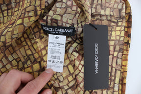 Dolce & Gabbana Multicolor Mosaikdruck Seidenbluse T-Shirt