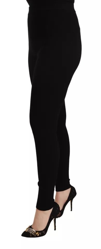 Dolce & Gabbana Schwarze Stretch-Hose mit hoher Taille Strumpfhose