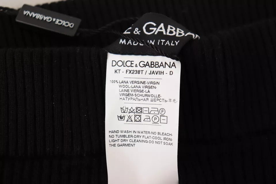 Dolce & Gabbana Schwarze Stretch-Hose mit hoher Taille Strumpfhose