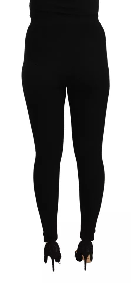 Dolce & Gabbana Schwarze Stretch-Hose mit hoher Taille Strumpfhose