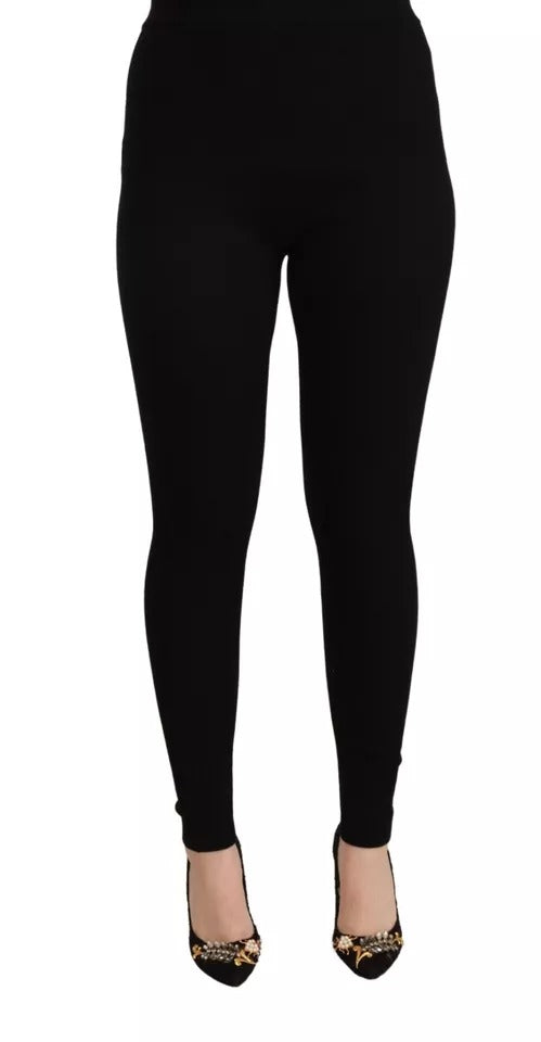 Dolce & Gabbana Schwarze Stretch-Hose mit hoher Taille Strumpfhose