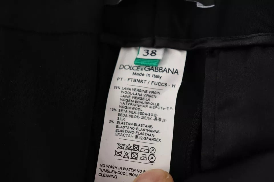 Dolce & Gabbana Schwarz-weiß-gestreifte Woll-Tapered Pants