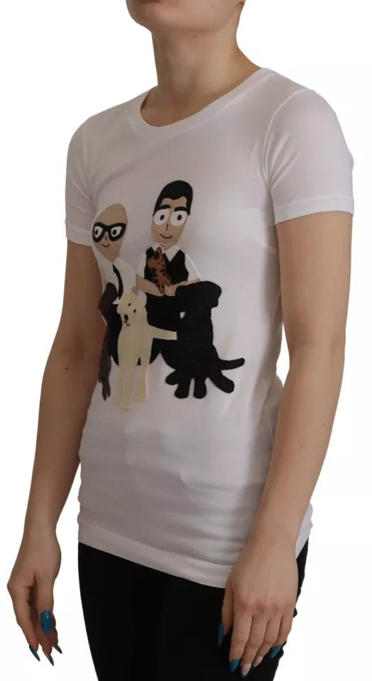 Dolce & Gabbana Weißes #DGFamily Patch Top Baumwoll-T-Shirt