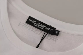 Dolce & Gabbana Weißes #DGFamily Patch Top Baumwoll-T-Shirt