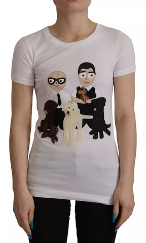 Dolce & Gabbana Weißes #DGFamily Patch Top Baumwoll-T-Shirt
