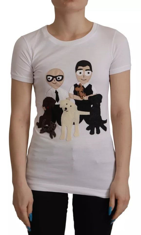Dolce & Gabbana Weißes #DGFamily Patch Top Baumwoll-T-Shirt