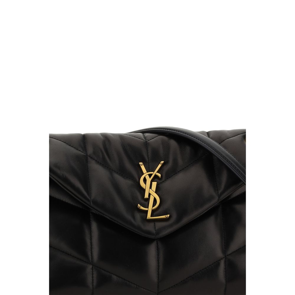 Saint Laurent Schwarze Lammleder-Schultertasche Ovis Aries Aries