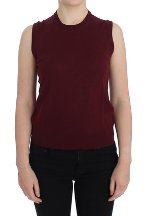 Dolce & Gabbana Rote ärmellose Weste mit Rundhalsausschnitt Pullover