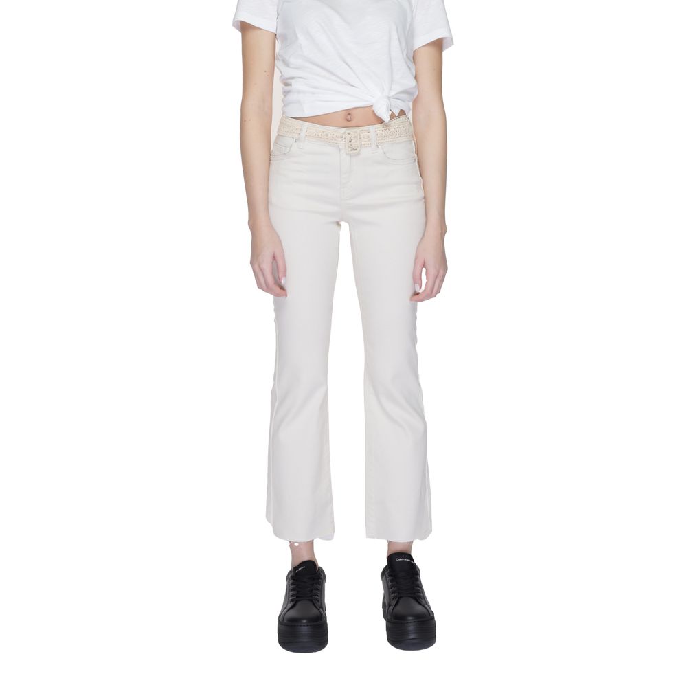 Vero Moda Beigefarbene Bootcut-Jeans aus Baumwolle