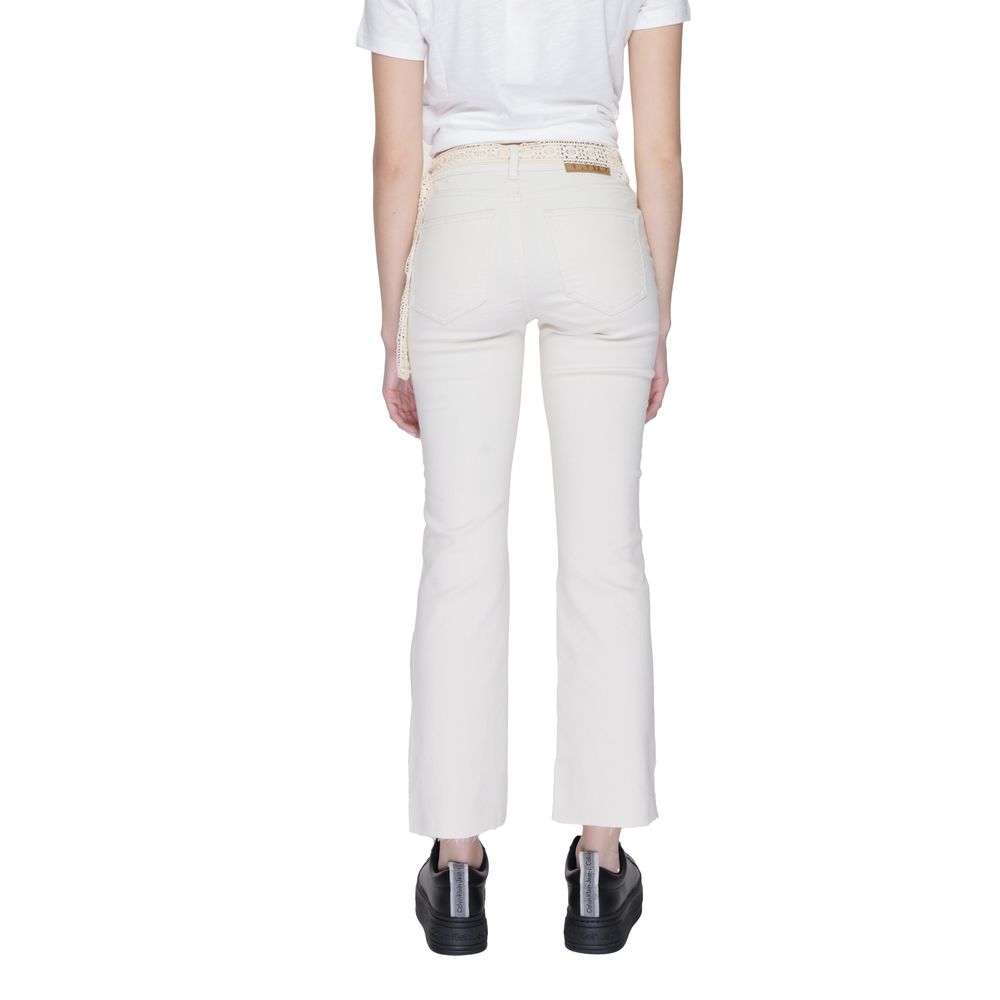 Vero Moda Beigefarbene Bootcut-Jeans aus Baumwolle