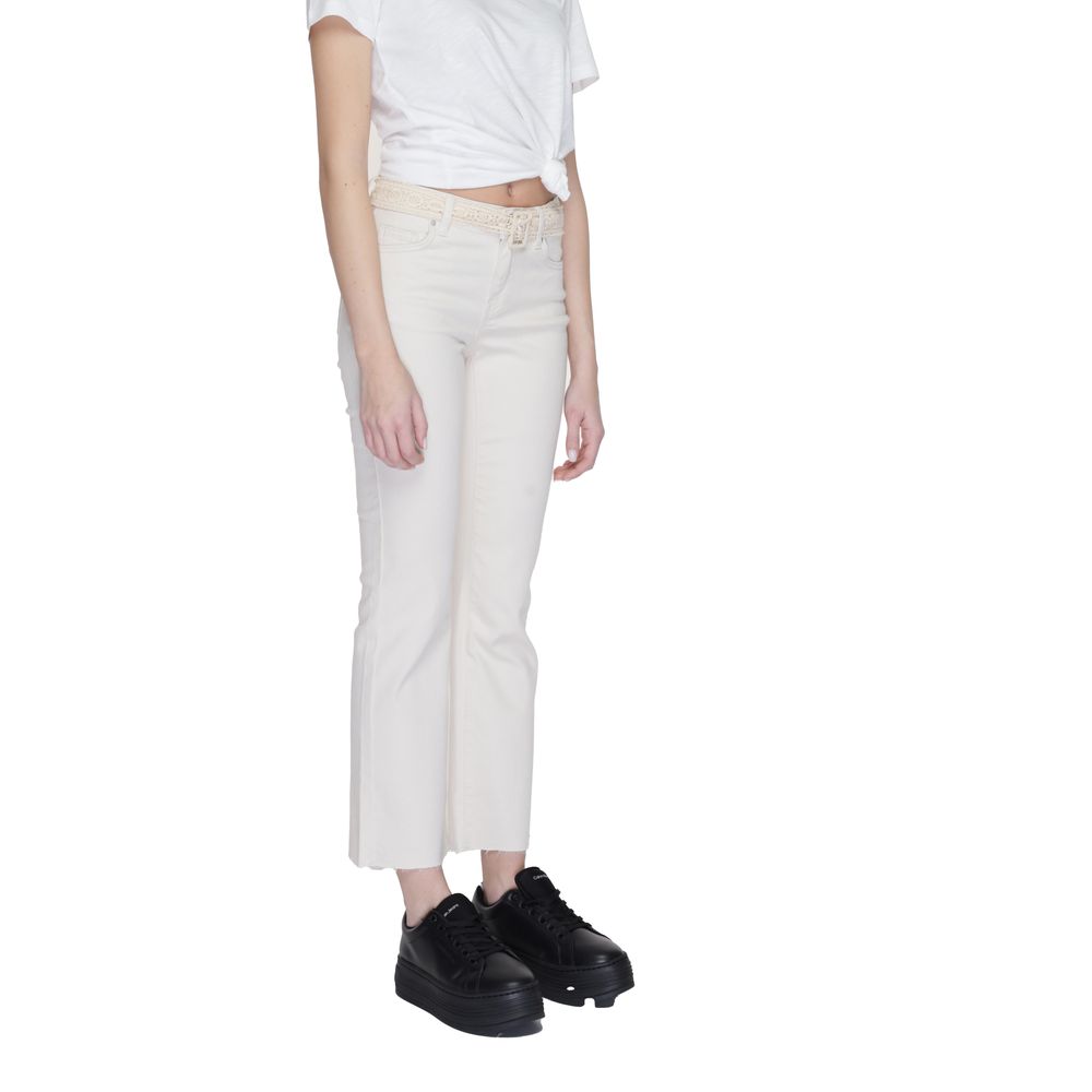 Vero Moda Beigefarbene Bootcut-Jeans aus Baumwolle
