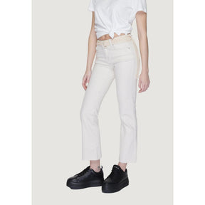 Vero Moda Beigefarbene Bootcut-Jeans aus Baumwolle