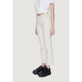 Vero Moda Beigefarbene Bootcut-Jeans aus Baumwolle