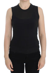Dolce & Gabbana Schwarze ärmellose Weste mit Rundhalsausschnitt Pullover