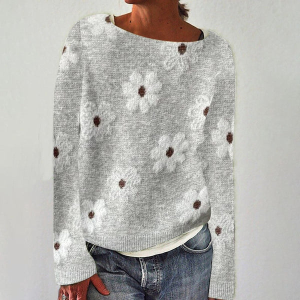 Trendy Long Sleeve Print Sweater - Herbstshauch mit Stil und Komfort