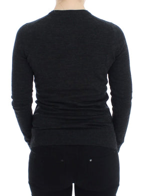 Dolce & Gabbana Grauer Wollpullover mit Knopfleiste