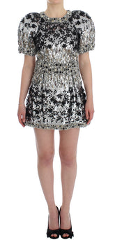 Dolce & Gabbana Crystal Silver Runway Handgefertigtes Kleid