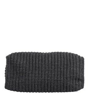 Dolce & Gabbana Schwarze, große, gestrickte Häkel-Schulter-Shopper DG Logo Tasche