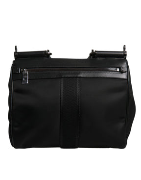 Dolce & Gabbana Braune Leopard Print Lacquard Nylon Sicily Tote Bag