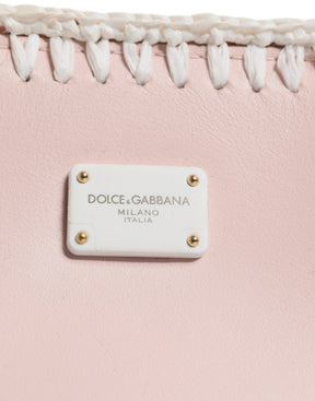 Dolce & Gabbana Hellrosa Logo-Plakette Crossbody Bag aus weichem Leder mit Riemen