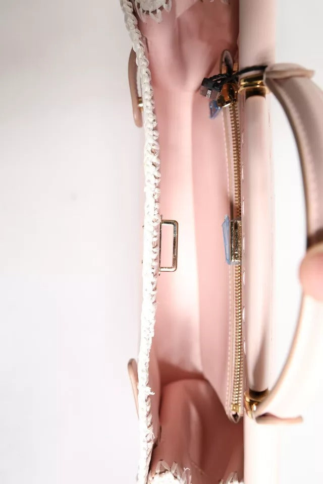 Dolce & Gabbana Hellrosa Logo-Plakette Crossbody Bag aus weichem Leder mit Riemen