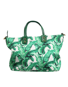 Dolce & Gabbana Grüne Canvas Botanical Garden Frauen Tragetasche