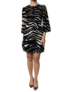 Dolce & Gabbana Schwarz Weiß Zebra A-Linie Etuikleid Mini Kleid