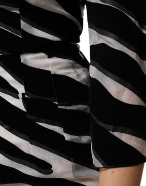 Dolce & Gabbana Schwarz Weiß Zebra A-Linie Etuikleid Mini Kleid