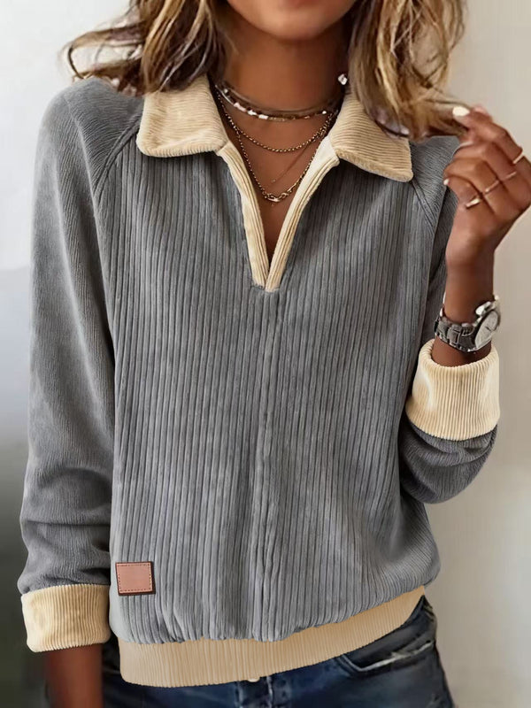 Winter Cord Sweatshirt Damen Grau – Warm, Stylisch, Kuschelig