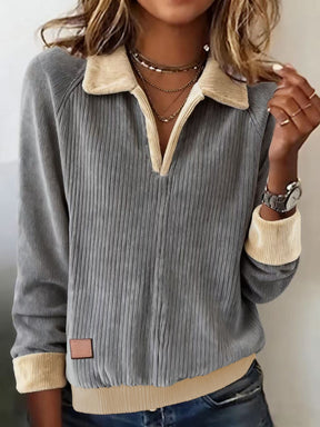Winter Cord Sweatshirt Damen Grau – Warm, Stylisch, Kuschelig
