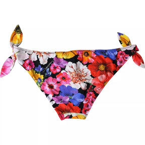 Dolce & Gabbana Schwarzer Floral Print Badeanzug Bikini Bottom Bademode