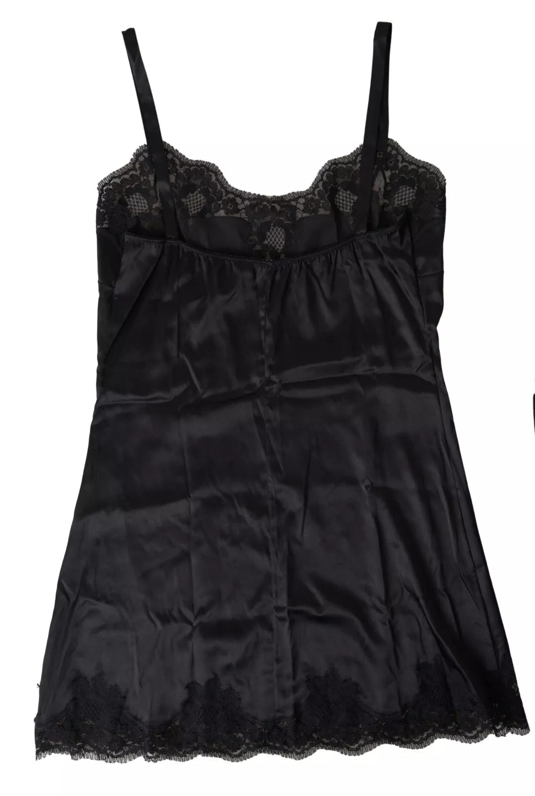Dolce & Gabbana Schwarze Spitze Seide Nachtwäsche Camisole Top Unterwäsche