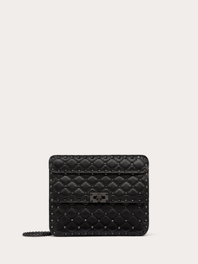 Valentino Garavani Schwarze Nappaleder Medium Rockstudt Spike Tasche