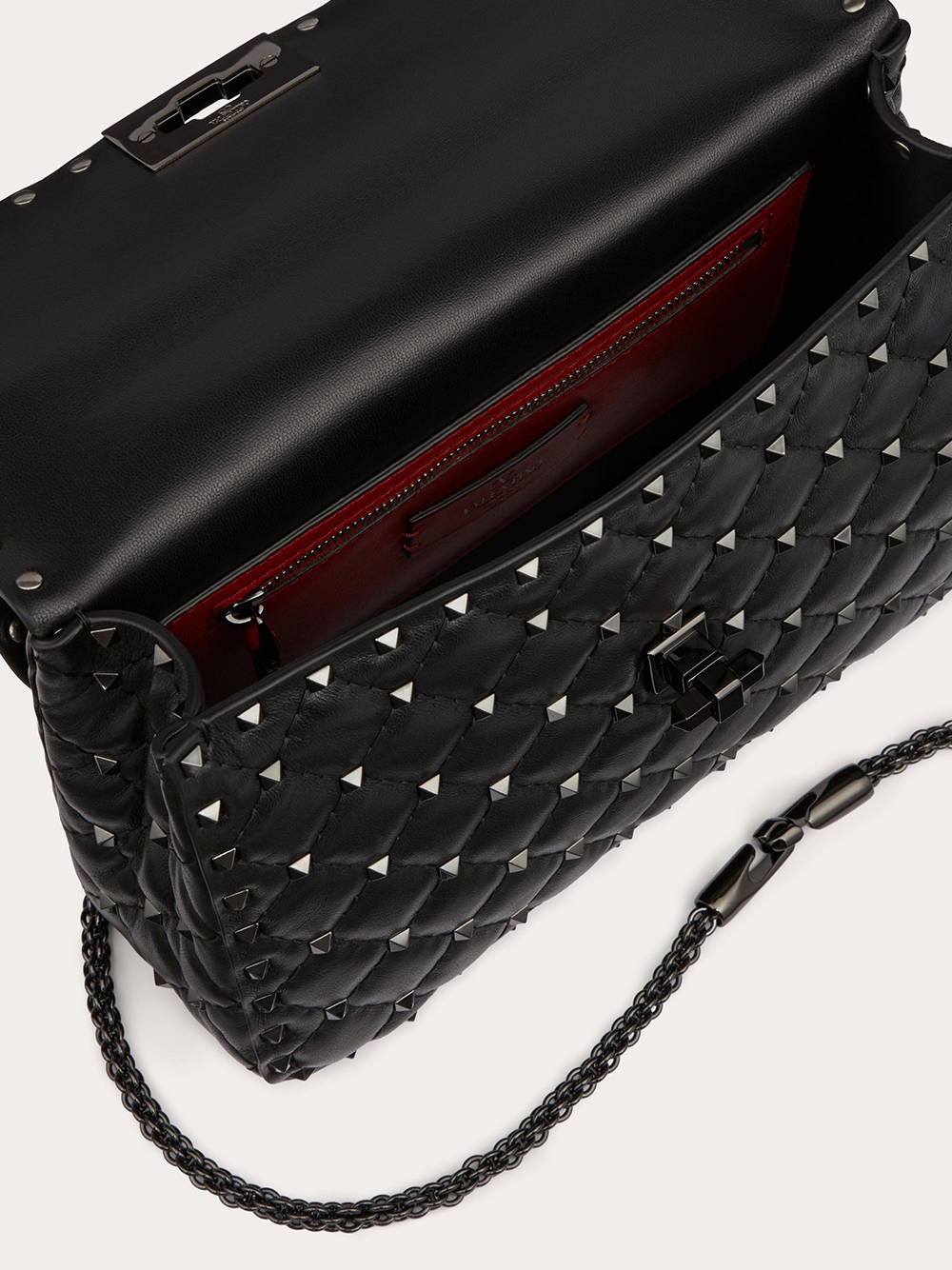 Valentino Garavani Schwarze Nappaleder Medium Rockstudt Spike Tasche