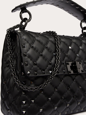 Valentino Garavani Schwarze Nappaleder Medium Rockstudt Spike Tasche