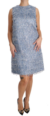 Dolce & Gabbana Hellblaues Fransen-Shift-Kleid