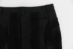 Dolce & Gabbana Schwarze Baumwoll-Stretch-Capris-Hose