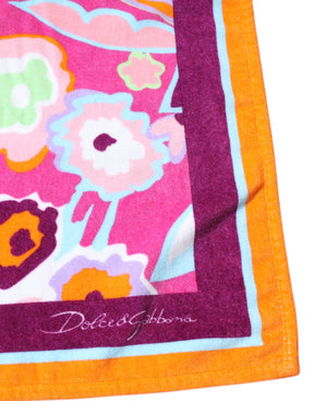 Dolce & Gabbana Multicolor Floral Print Baumwolle Strandtuch