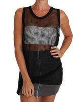 Dolce & Gabbana Schwarzes Netz-T-Shirt mit transparenter Bluse