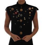 Dolce & Gabbana Schwarze verschnörkelte Militärjacke mit Blumenmuster Weste