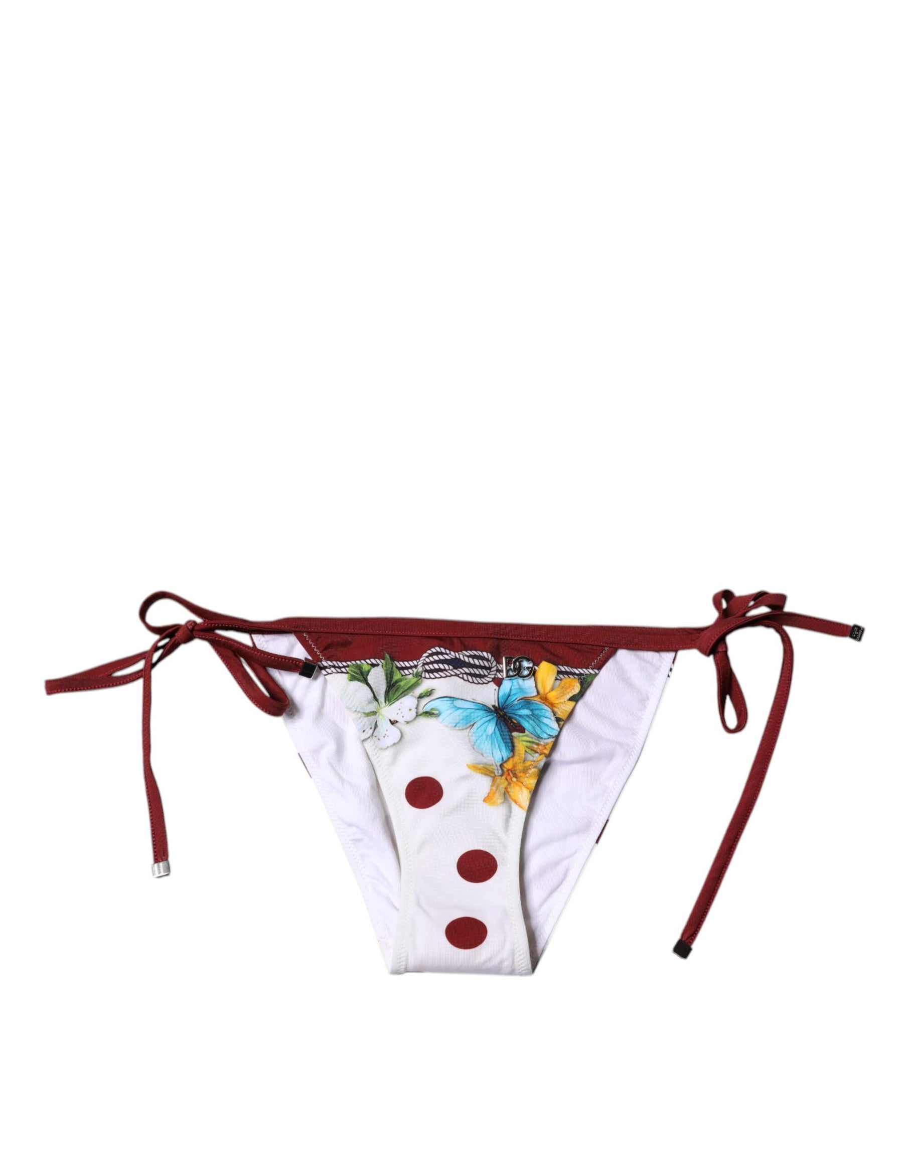 Dolce & Gabbana Weißer Floral Print Badeanzug Bikini Bottom Bademode